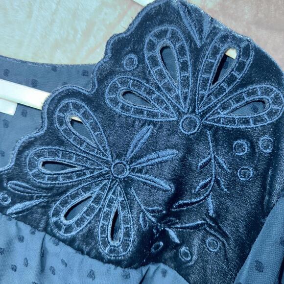 NWT Style & Co 3/4 Sleeve Swiss Dots Teal Bluei Peasant Boho Sheer Blouse XXL - Picture 2 of 7